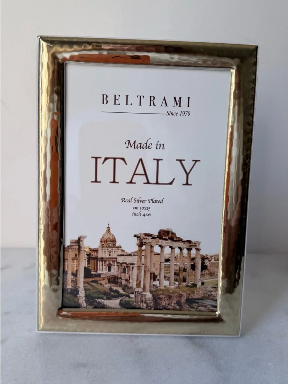 Silver-Plated Hammered Photo Frame - Gold Finish made in Italy